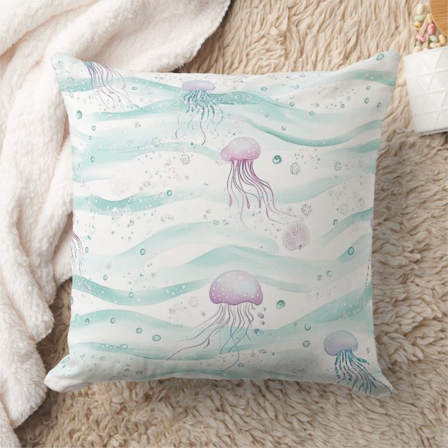Calming Jellyfish Ocean Pattern Cushion (Blanket)