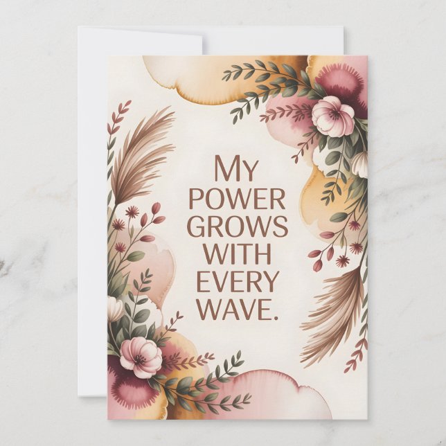 Calming Labor Wave Affirmation Art Holiday Card (Front)