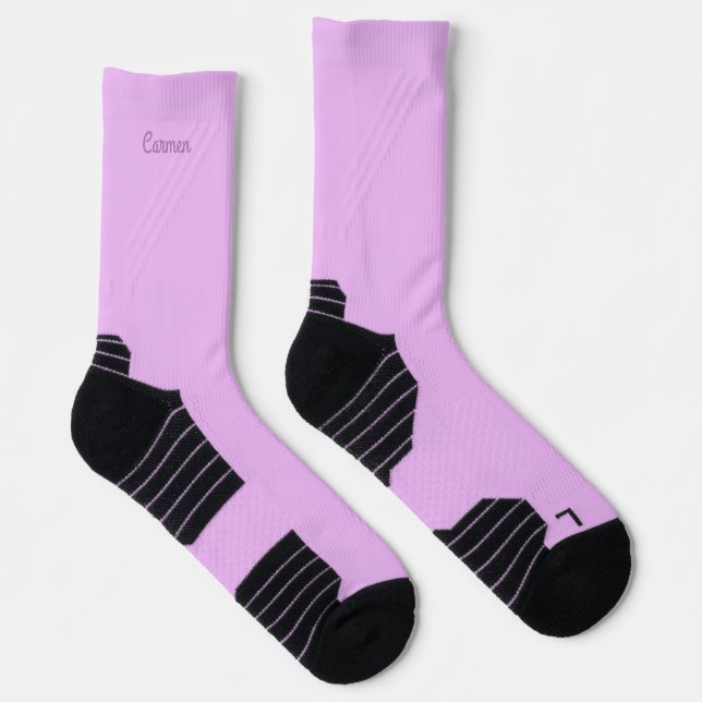 Calming Lavender Solid Colour Name Athletic  Socks (Right)