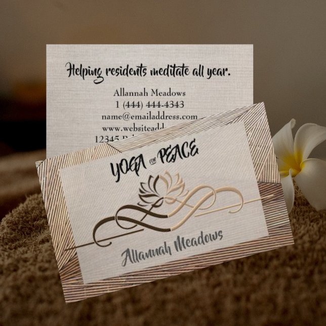 Calming Linen Bamboo Yoga Instructor Business Card (Creator Uploaded)