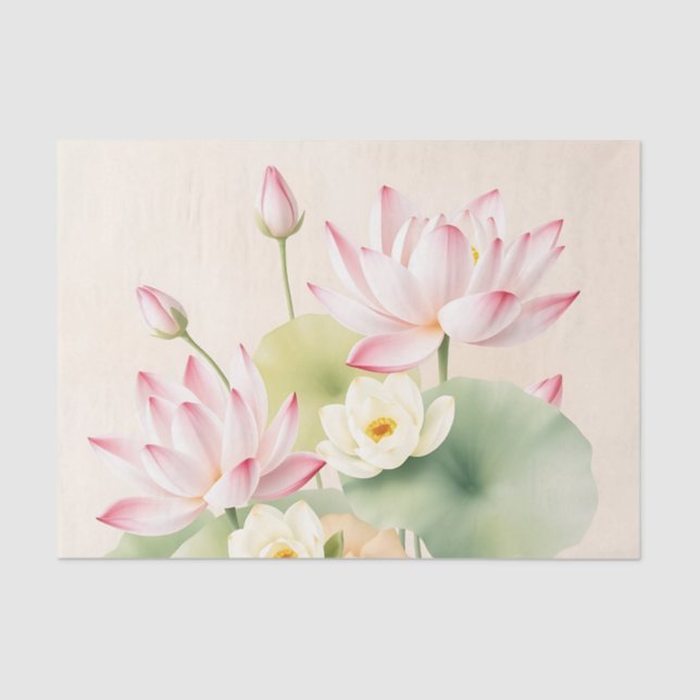 Calming Lotus Flowers in Watercolor Tissue Paper (Front)