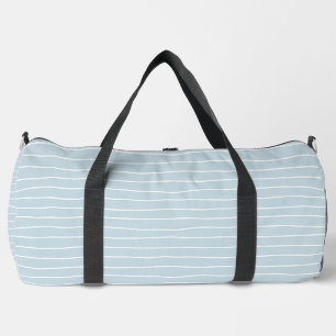Calming Pastel Blue Ocean Waves Geometric Linear Duffle Bag