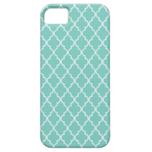Calming & Peaceful Pattern: Mint, White Quatrefoil