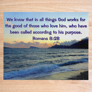 Calming Romans 8:28 Bible Verse Christian Jigsaw Puzzle