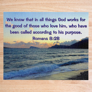 Calming Romans 8:28 Bible Verse Christian Jigsaw Puzzle