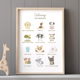 Calming Techniques Poster Kids Room Decor