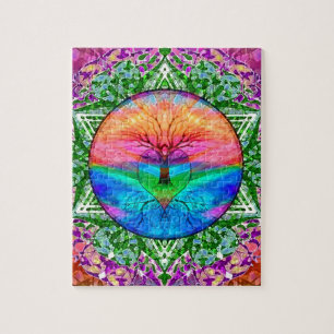 Calming Tree of Life in Rainbow Colours Jigsaw Puzzle