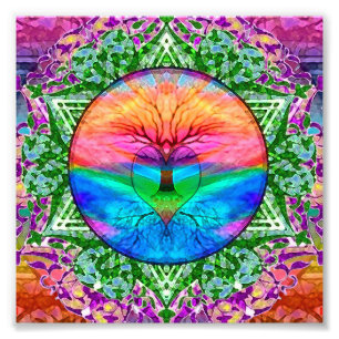 Calming Tree of Life in Rainbow Colours Photo Print