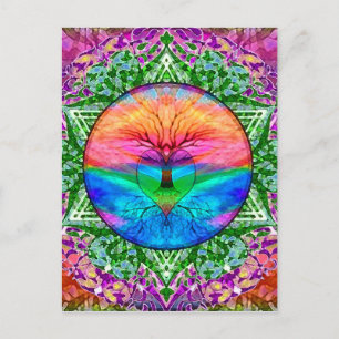 Calming Tree of Life in Rainbow Colours Postcard