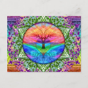 Calming Tree of Life in Rainbow Colours Postcard