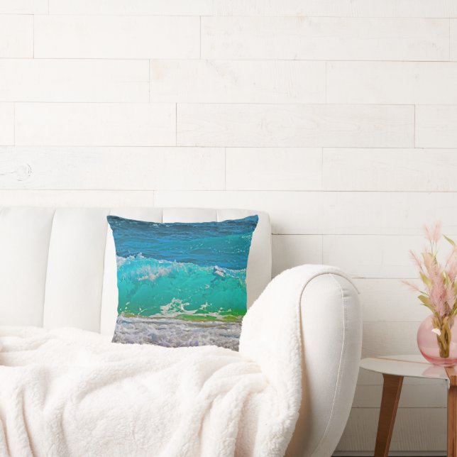 Calming Turquoise Beach Waves Art Cushion (Couch)