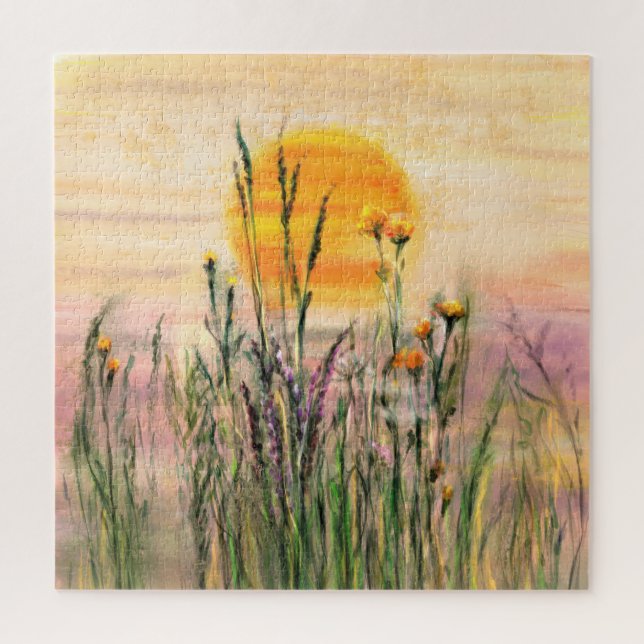 Calmness - Sun Field Landscape - Original Painting Jigsaw Puzzle (Vertical)