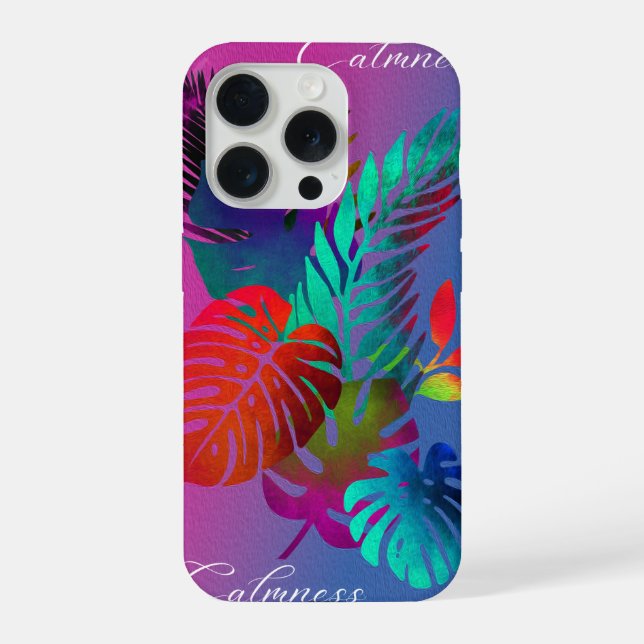 Calmness Vibrant Tropical Leaves Modern Aesthetic  iPhone Case (Back)