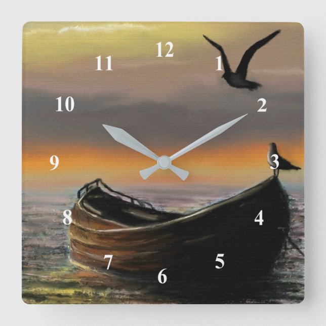 Calmness - Watercolor Art Square Wall Clock (Front)