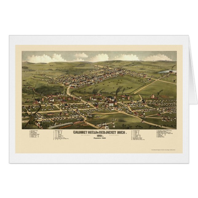 Calumet and Red Jacket, MI Panoramic Map - 1881 (Front Horizontal)