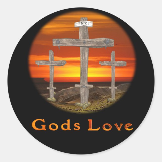 Calvary christian art classic round sticker (Front)