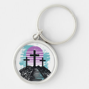 Calvary Golgotha it is finished Modern Christian Key Ring