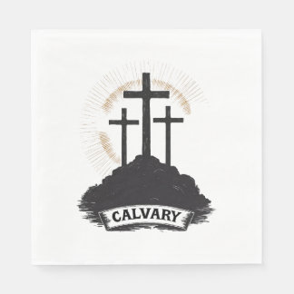 Calvary Hill Jesus Vintage Engraving Faith Tee (1) Napkin