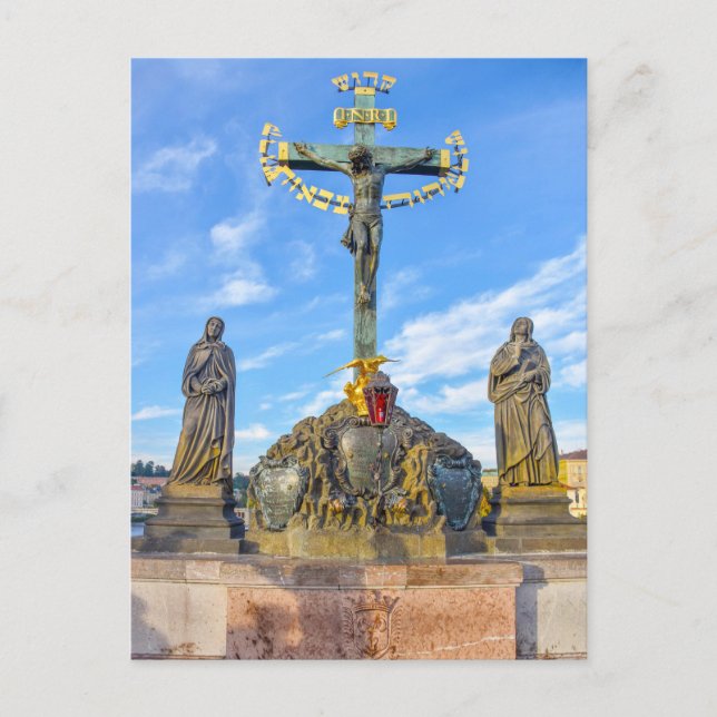 Calvary Sculpture, Charles Bridge, Prague Postcard (Front)