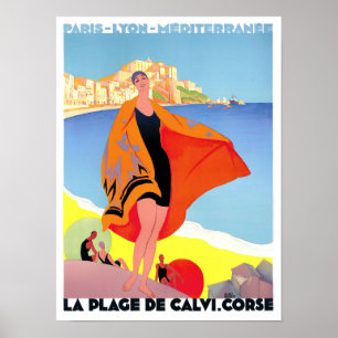 Calvi France vintage travel Poster