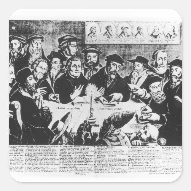 Calvin and Luther (engraving) Square Sticker (Front)