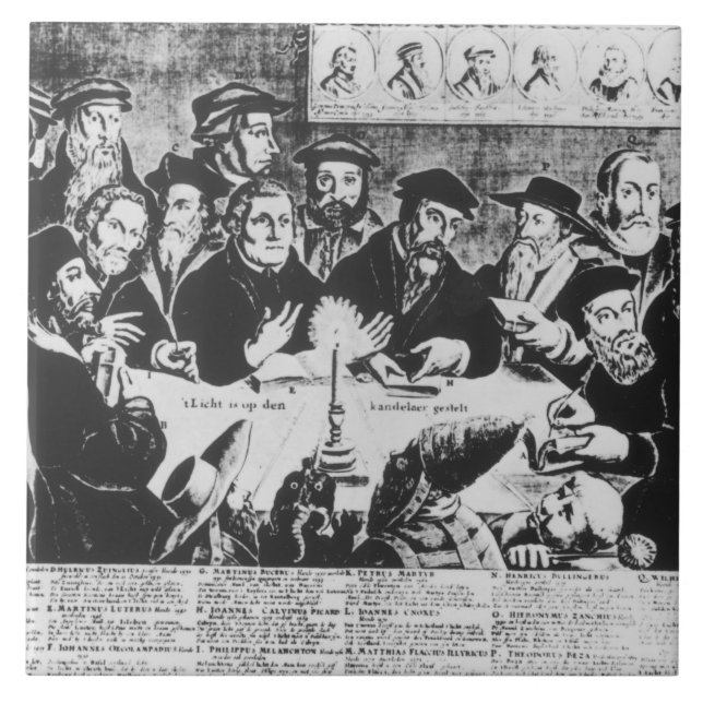 Calvin and Luther (engraving) Tile (Front)