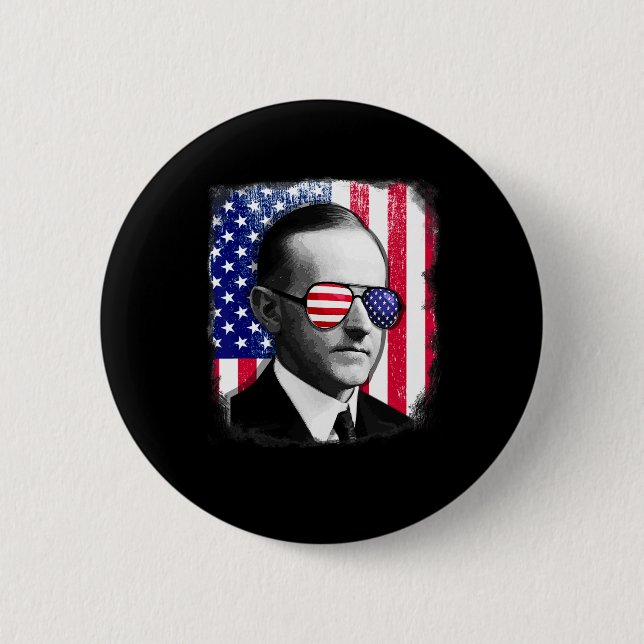 Calvin Coolidge Us Flag 4th Of July  6 Cm Round Badge (Front)