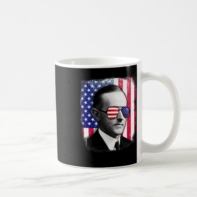 Calvin Coolidge Us Flag 4th Of July  Coffee Mug (Right)