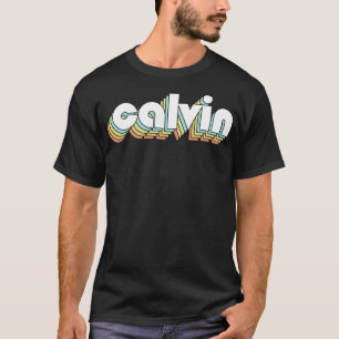 Calvin Retro Rainbow Typography Faded Style T-Shirt