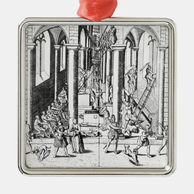 Calvinists destroying statues metal tree decoration (Front)
