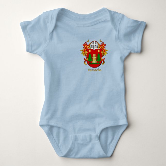 Camacho Historical Shield with Helm and Mantle Baby Bodysuit (Front)