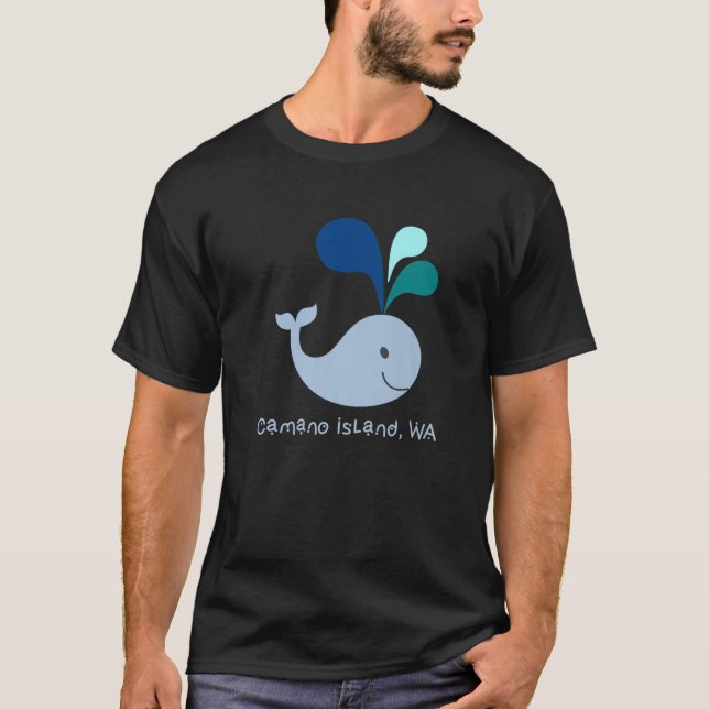 Camano Island Washington Cute Whale Lover Cartoon T-Shirt (Front)