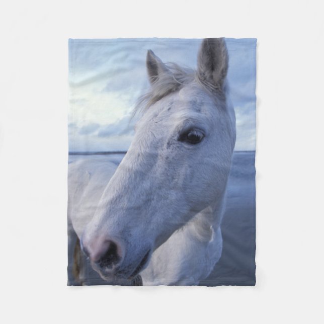 Camargue Horse Fleece Blanket (Front)