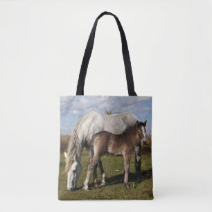 Camargue Horse Foal with Mother Tote Bag