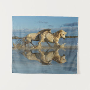 Camargue Horses and Reflection, Southern France Tapestry