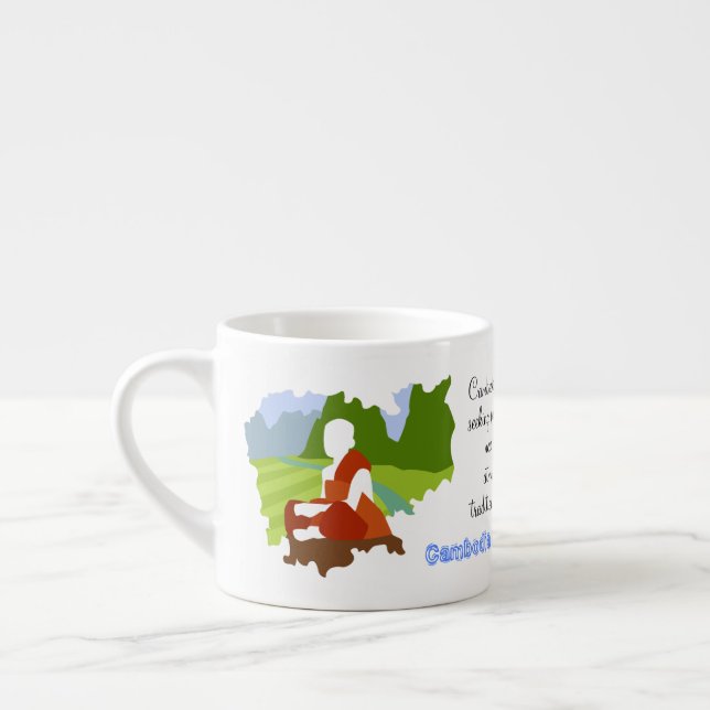 Cambodia Adventure Map with Landscape and Monk Espresso Cup (Left)