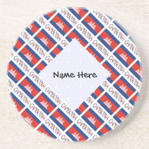 Cambodia and Cambodian Flag Tiled with Your Name Coaster