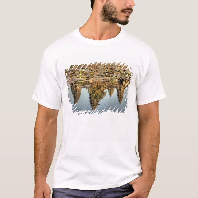 Cambodia, Angkor Wat. Reflection of temple T-Shirt (Front)