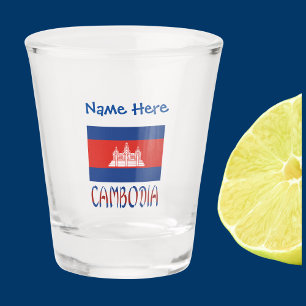 Cambodia Cambodian Flag Blue Personalised Shot Glass