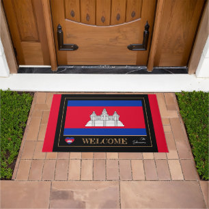 Cambodia & Cambodian Flag house mat/sports Welcome Doormat