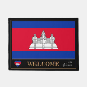 Cambodia & Cambodian Flag house mat/sports Welcome Doormat