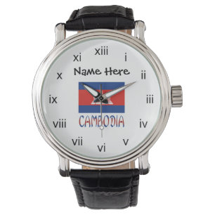 Cambodia Cambodian Flag Personalised Name Watch