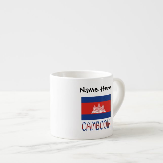 Cambodia Cambodian Flag Tiled Personalised  Espresso Cup (Front Right)