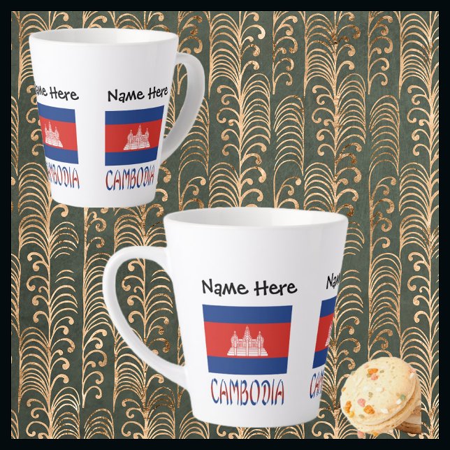 Cambodia Cambodian Flag Tiled Personalized  Latte Mug (Creator Uploaded)