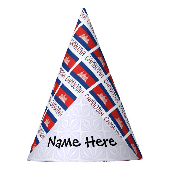 Cambodia Cambodian Flag Tiled Personalized Name  Party Hat (Front)