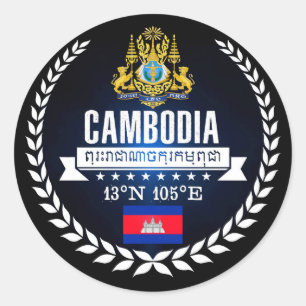 Cambodia Classic Round Sticker