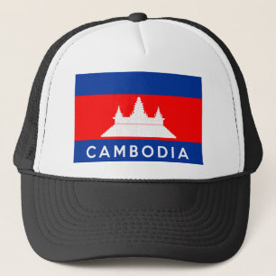 cambodia country flag symbol name text trucker hat