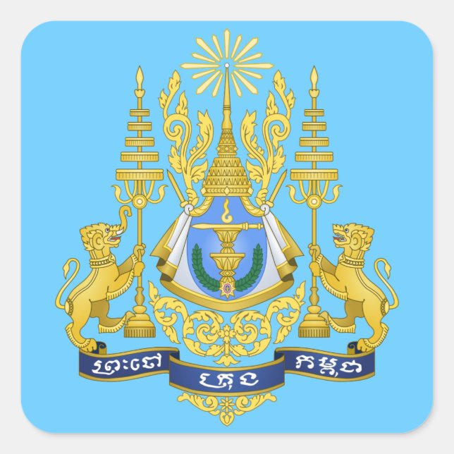 cambodia emblem square sticker (Front)