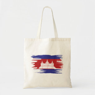 Cambodia Flag Brush Art Tote Bag