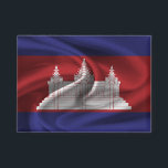 Cambodia Flag Button<br><div class="desc">Button with the flag of Cambodia in wavy fabric style design. This design features the Cambodian flag colours and design with a beautiful waving material textured effect. This flag design is a great way to show you are proud to be from Cambodia.</div>